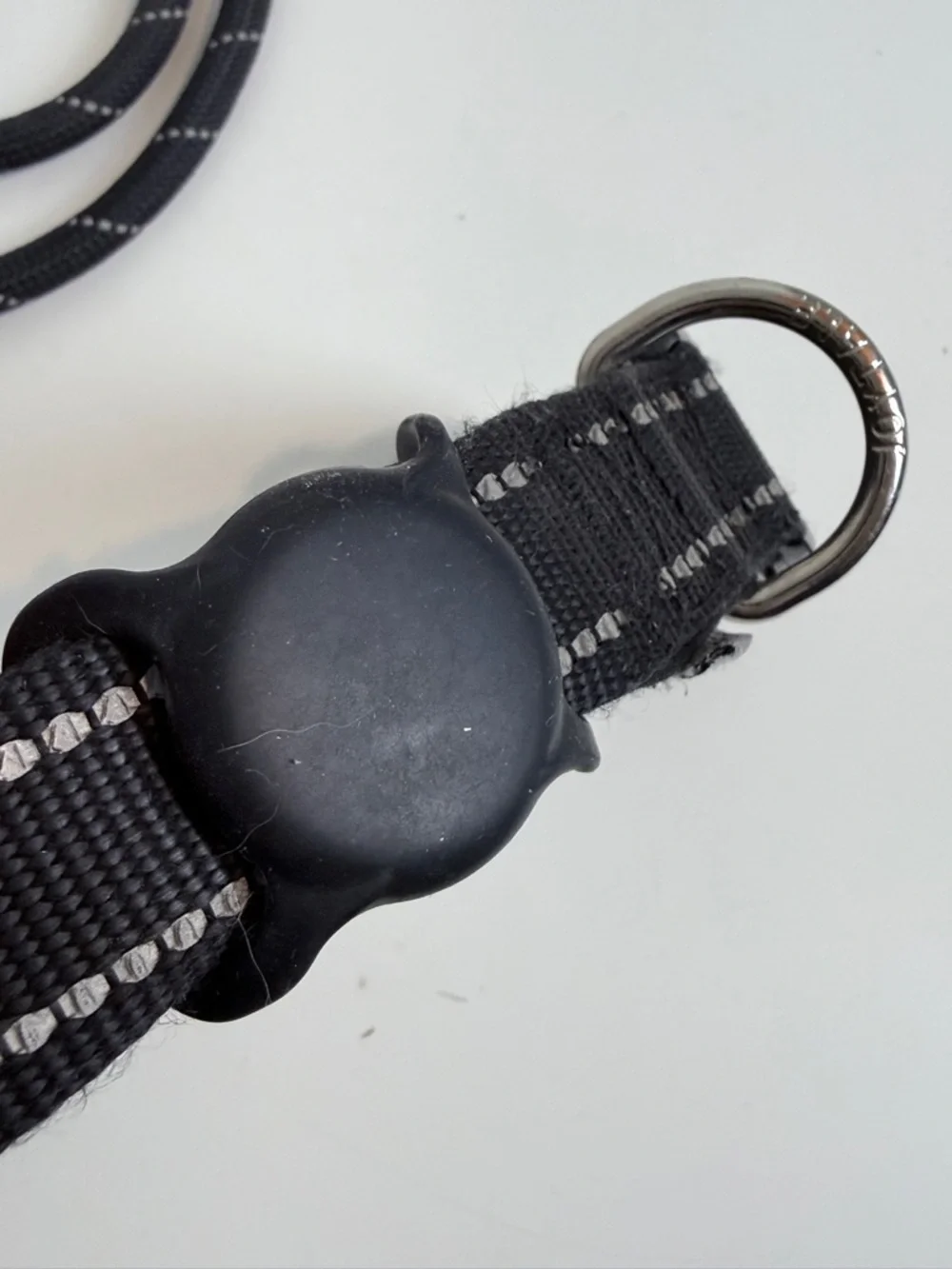 XL Black Neoprene Lined Dog Collar, Leash & AirTag Holder